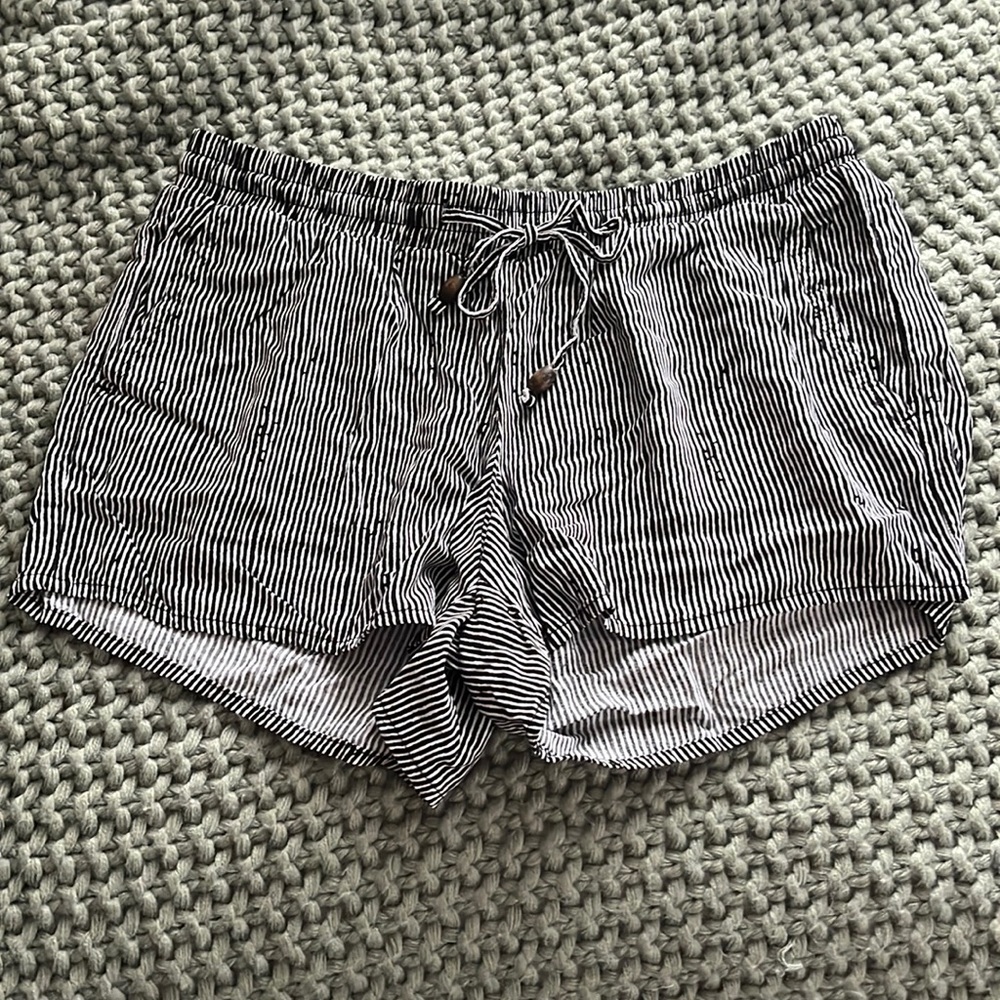 Old Navy.. black and white striped flowy shorts with tie.